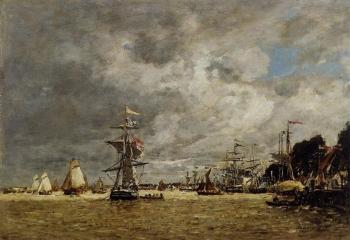 尤金 佈丹 Anvers, Boats on the Ecaut